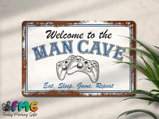 Gaming Man Cave | Rustic Effect Metal Sign