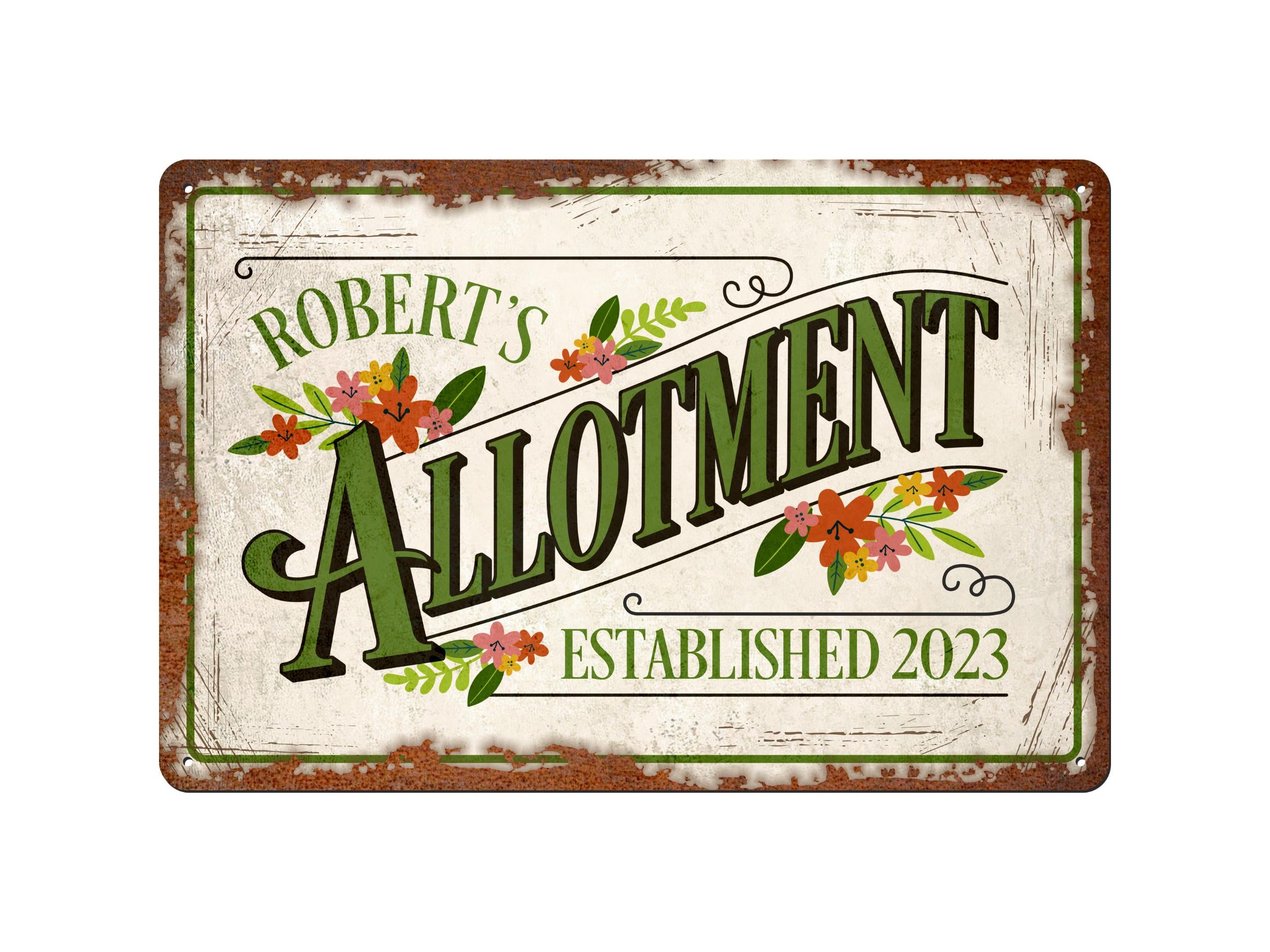 Personalised Allotment | Rustic Effect Metal Sign