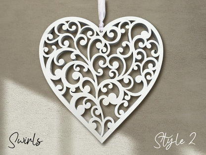 Fretwork Hearts | White Hanging Ornaments (Multiple choices)