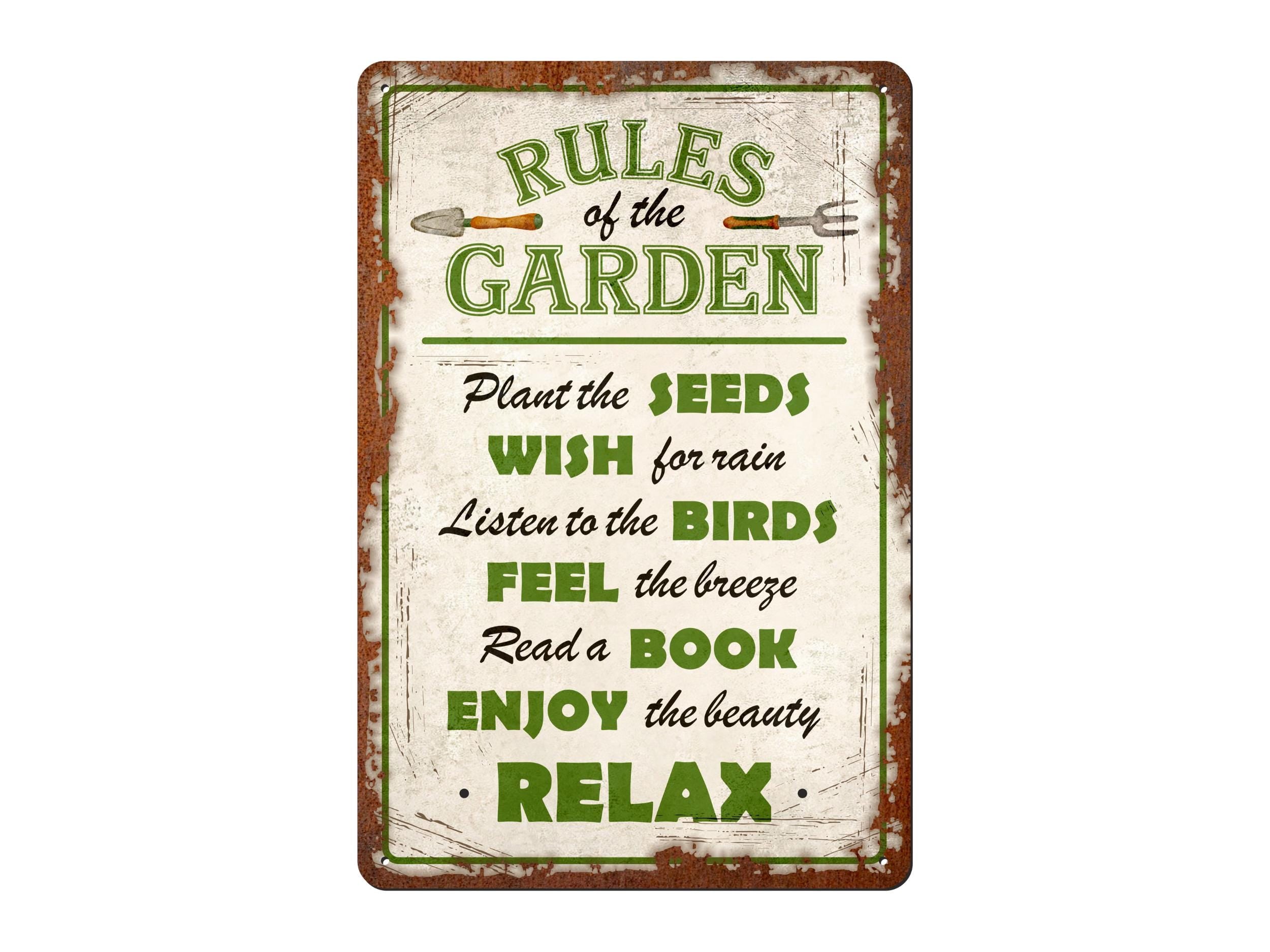 Rules of the Garden | Rustic Effect Metal Sign