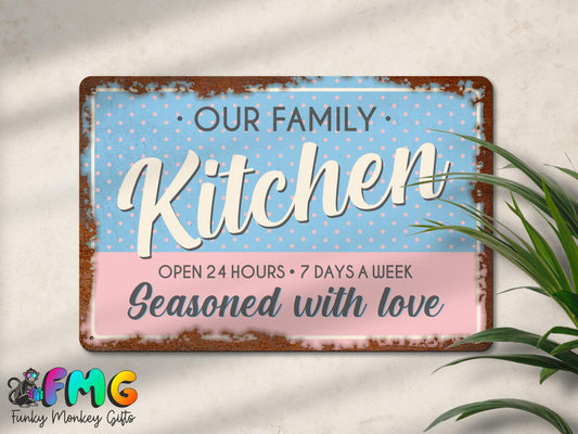 Our Family Kitchen | Rustic Effect Metal Sign
