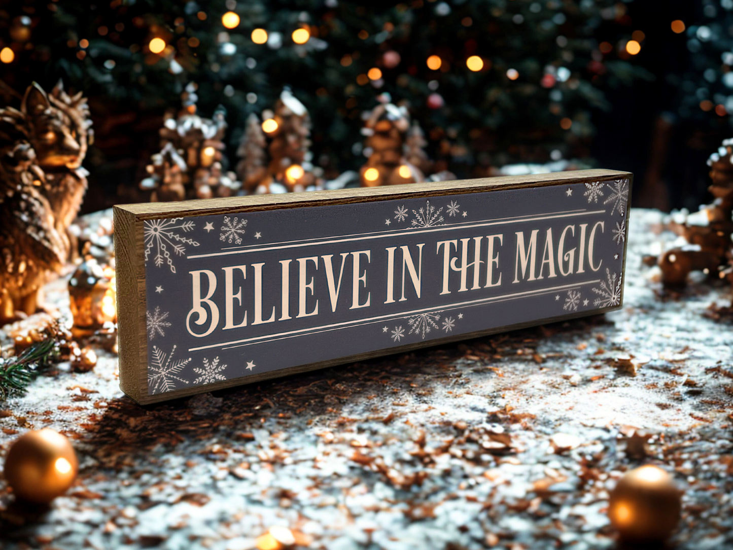 Believe In The Magic | Rustic Christmas Shelf Sitter