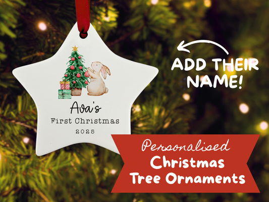 Personalised Baby's First Christmas (Bunny) - Christmas Tree Ornament