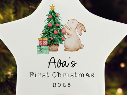 Personalised Baby's First Christmas (Bunny) - Christmas Tree Ornament
