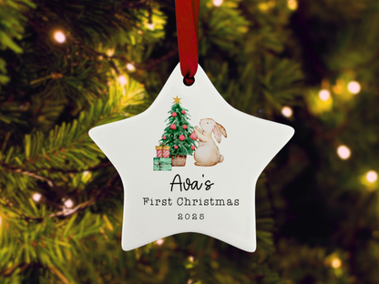 Personalised Baby's First Christmas (Bunny) - Christmas Tree Ornament