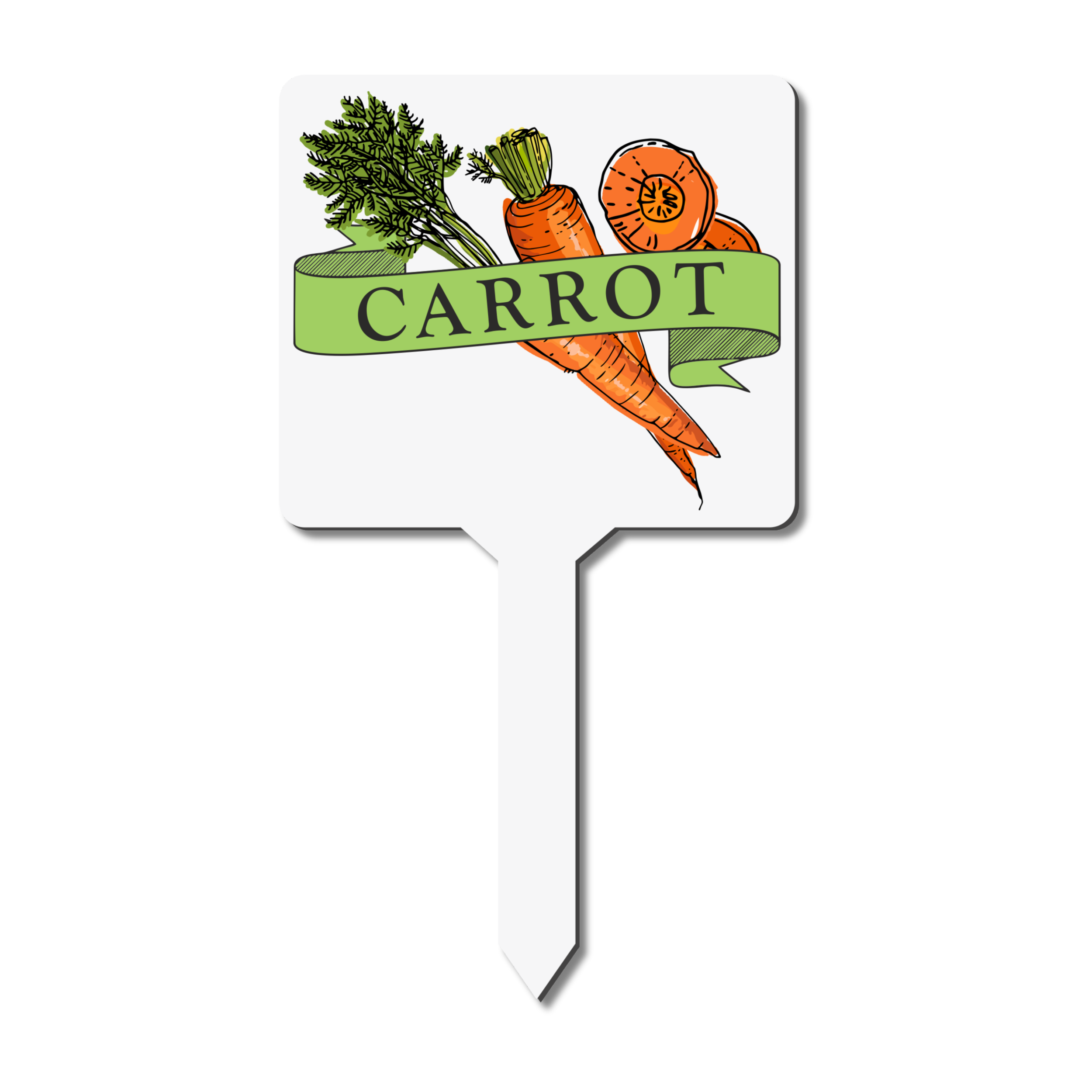 Garden marker with carrot illustration 