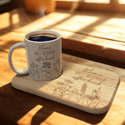 Mum's Well Deserved Coffee Break - Wooden Tea & Biscuit Tray