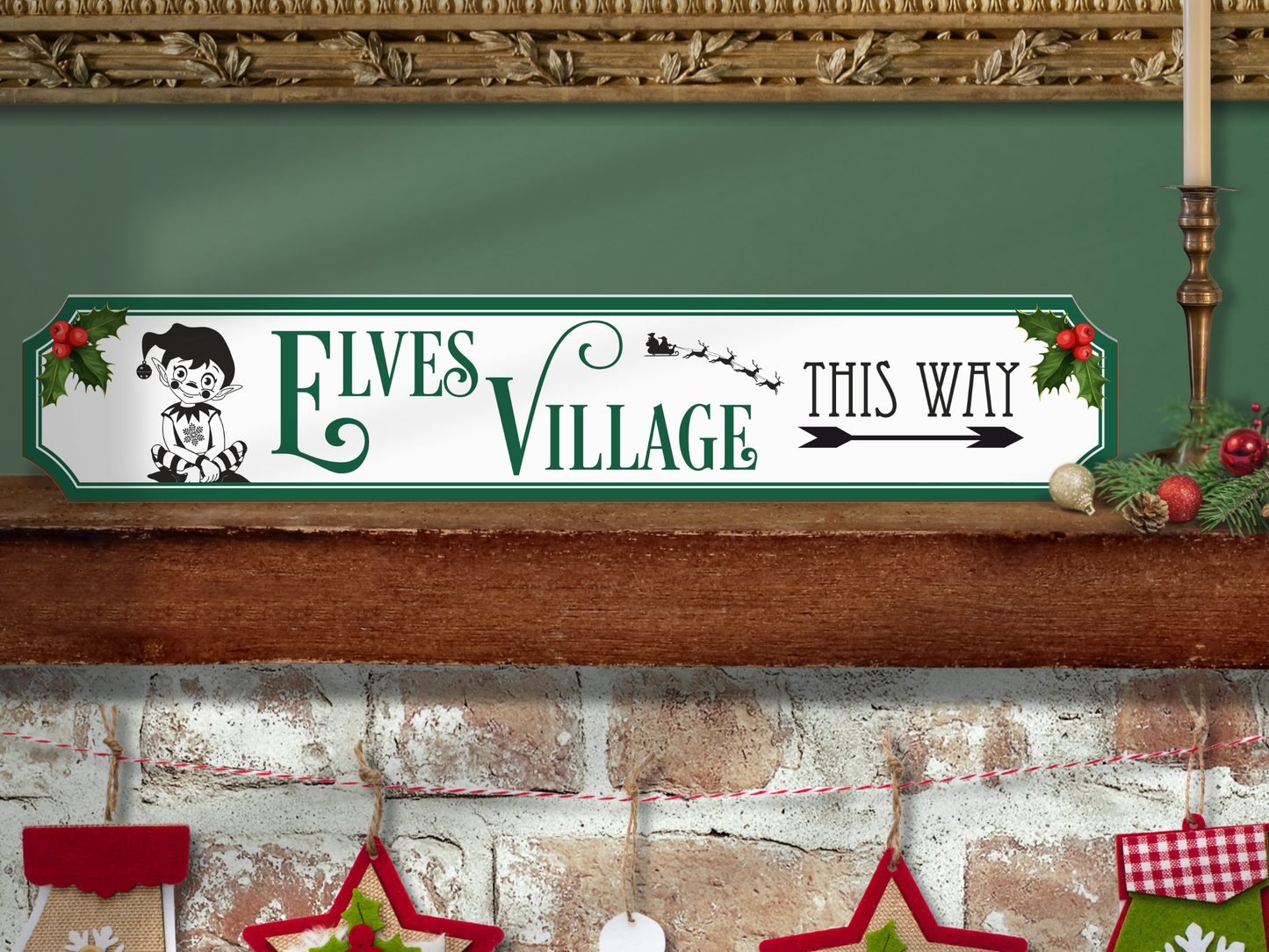 Elves' Village This Way | Wooden Christmas Sign