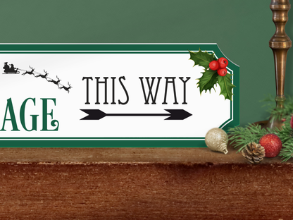 Elves' Village This Way | Wooden Christmas Sign