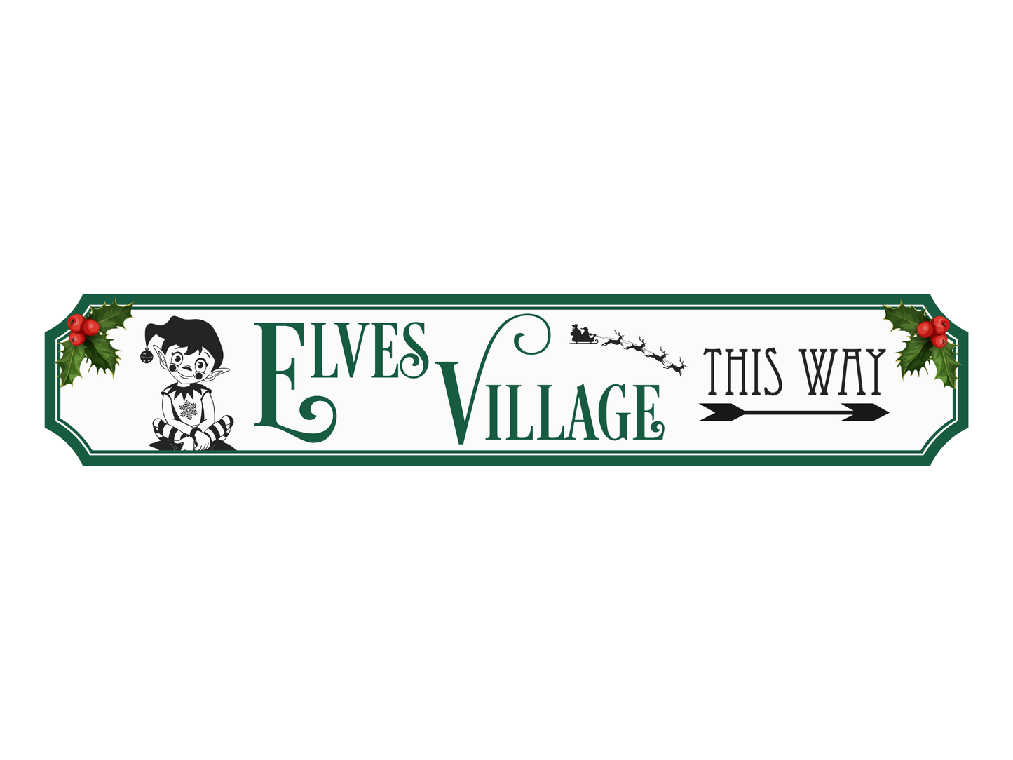 Elves' Village This Way | Wooden Christmas Sign