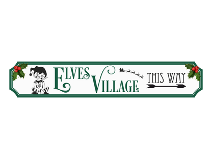 Elves' Village This Way | Wooden Christmas Sign