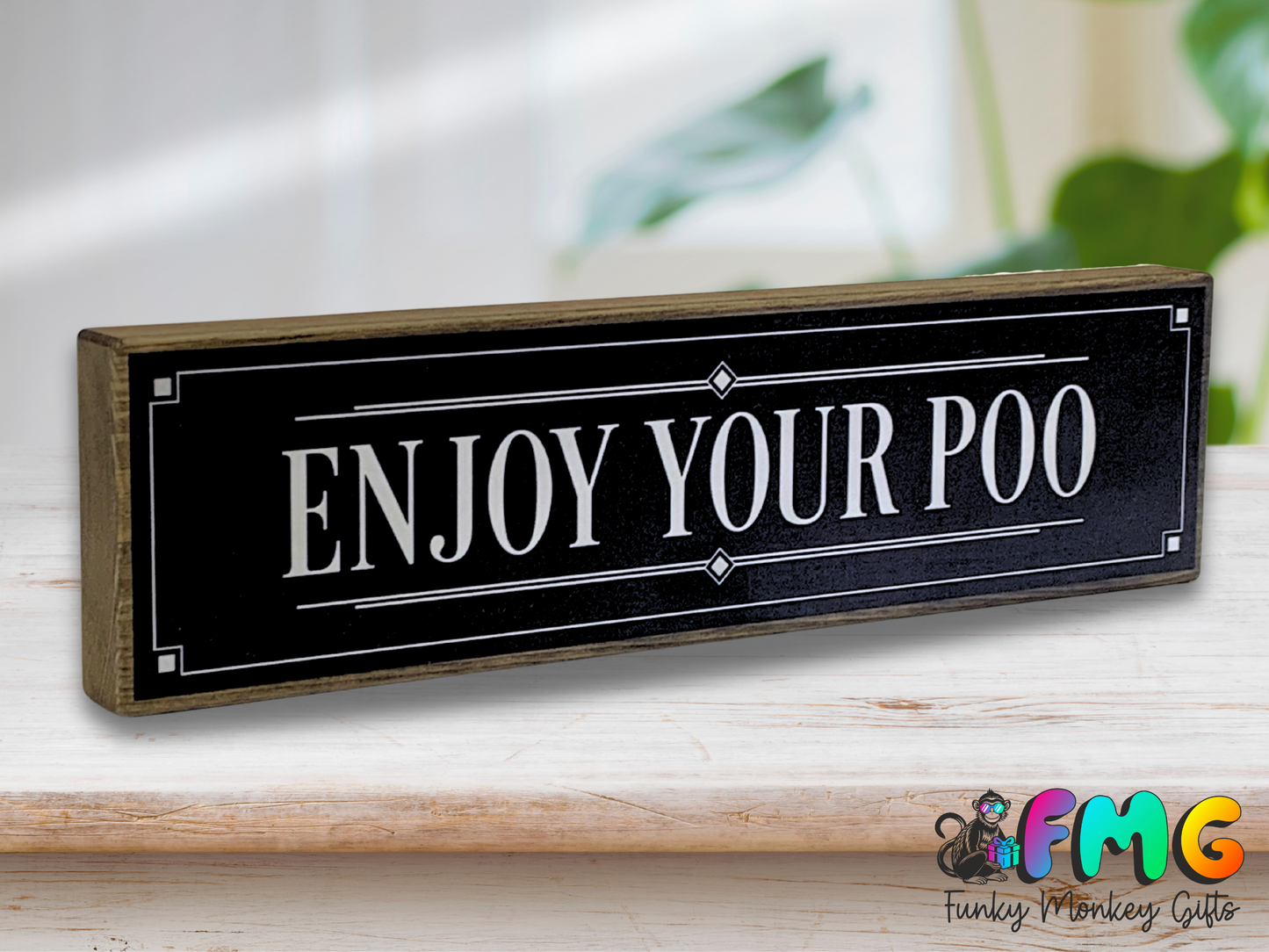 Enjoy Your Poo | Rustic Block Shelf Sitter