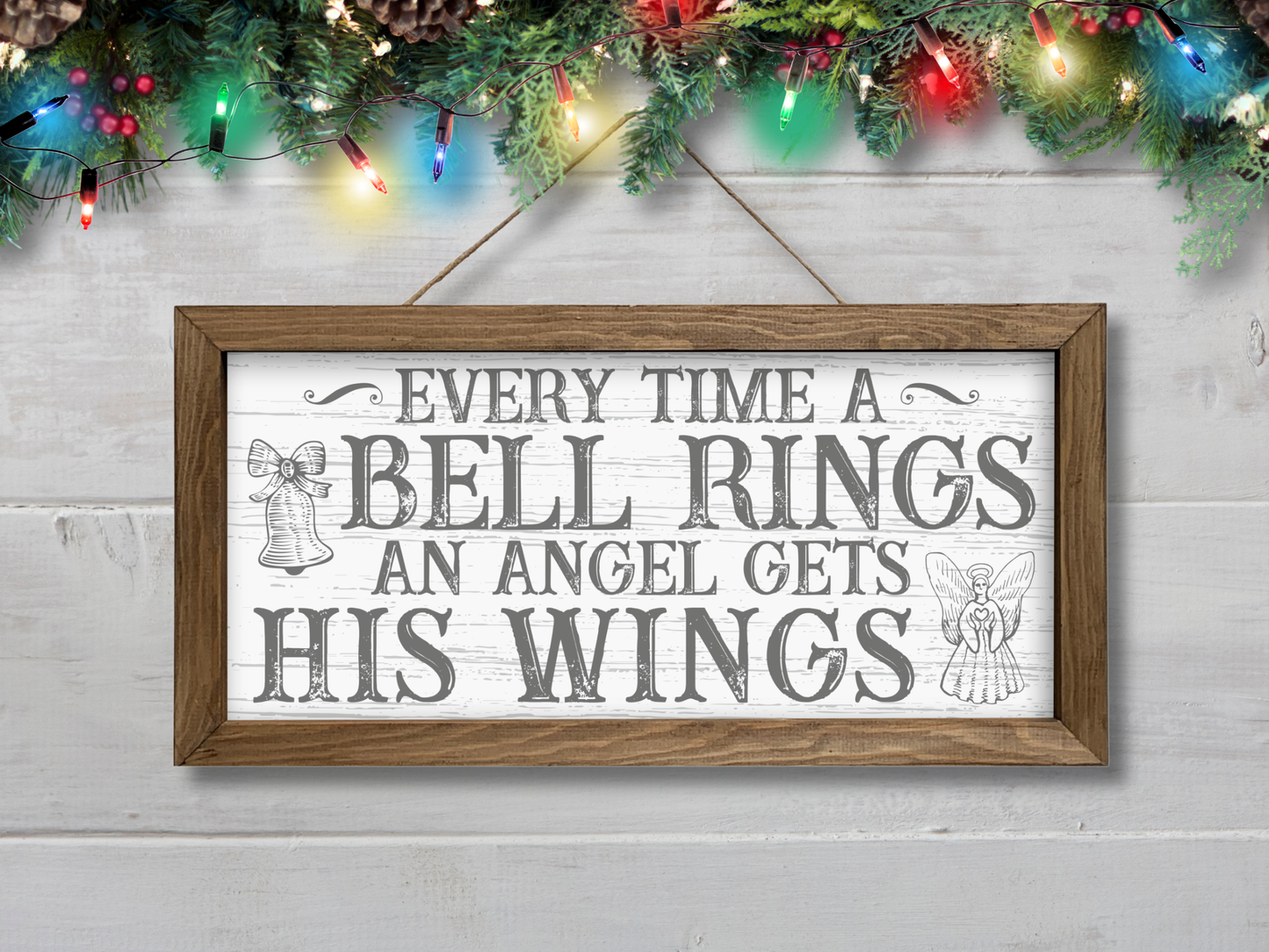 Every Time A Bell Rings | Rustic Framed Christmas Sign