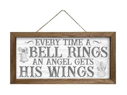 Every Time A Bell Rings | Rustic Framed Christmas Sign
