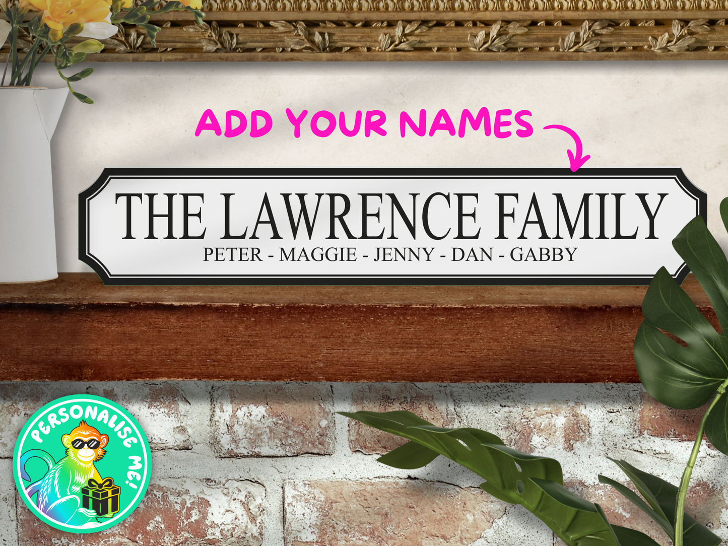 Personalised Family Name | Wooden Sign (3 Colour Options)