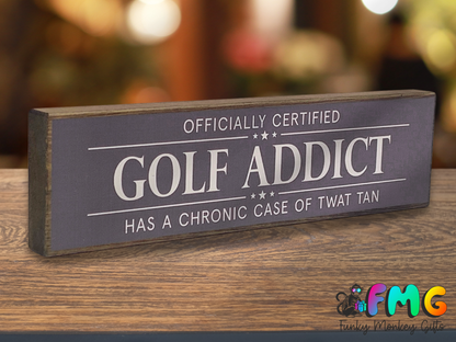 Golf Addict | Rustic Block Shelf Sitter