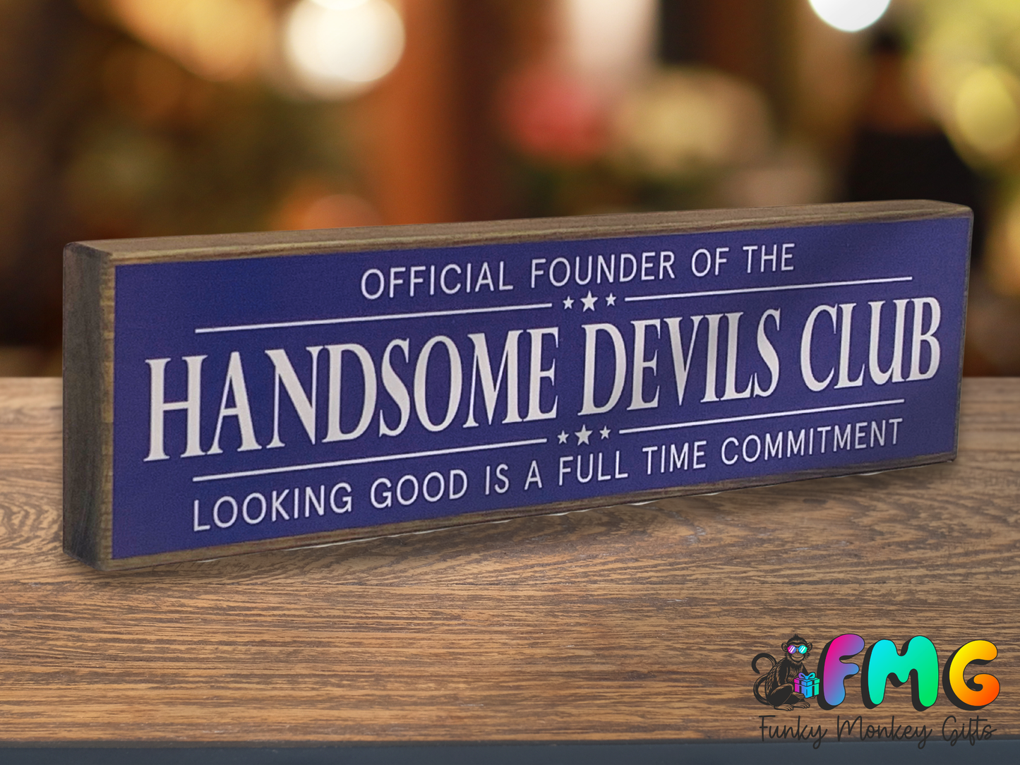 Handsome Devils Club | Rustic Block Shelf Sitter