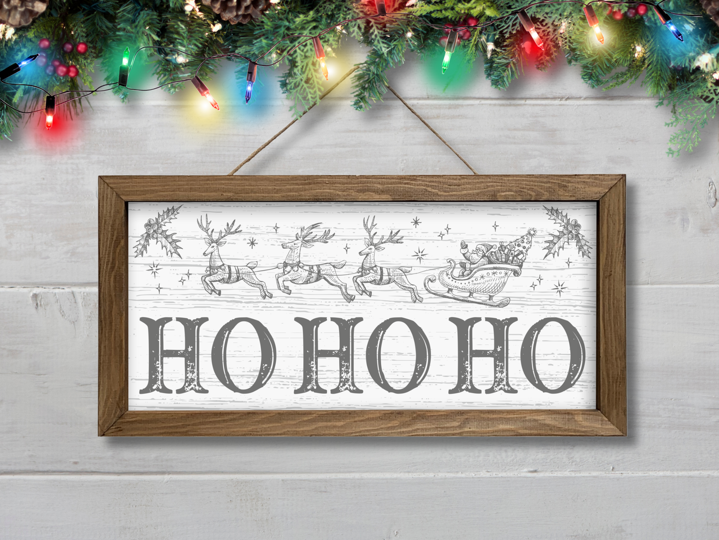 Ho Ho Ho | Rustic Framed Christmas Sign
