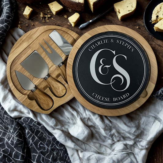 Personalised Initials Cheese Board Set - Slate