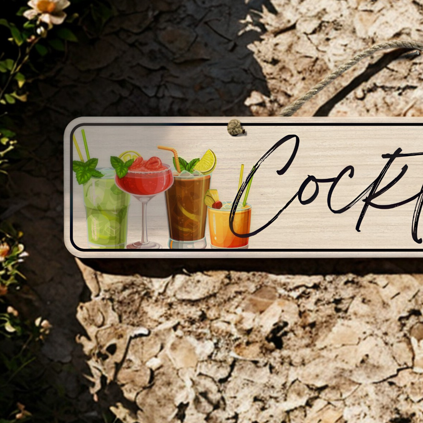 Cocktail Bar - Wooden Outdoor Sign