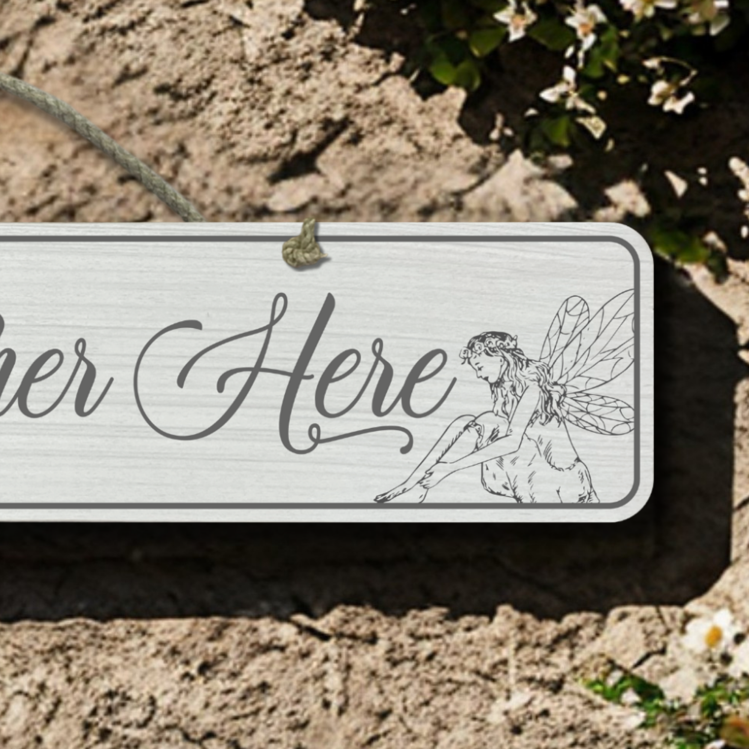 Fairies Gather Here - Wooden Outdoor Garden Sign