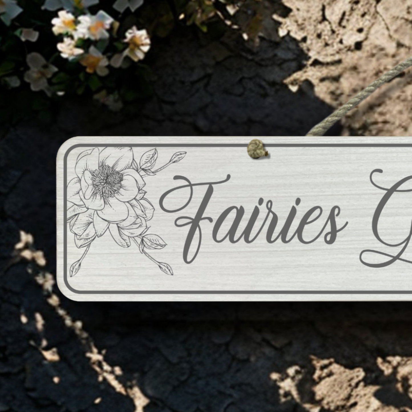 Fairies Gather Here - Wooden Outdoor Garden Sign