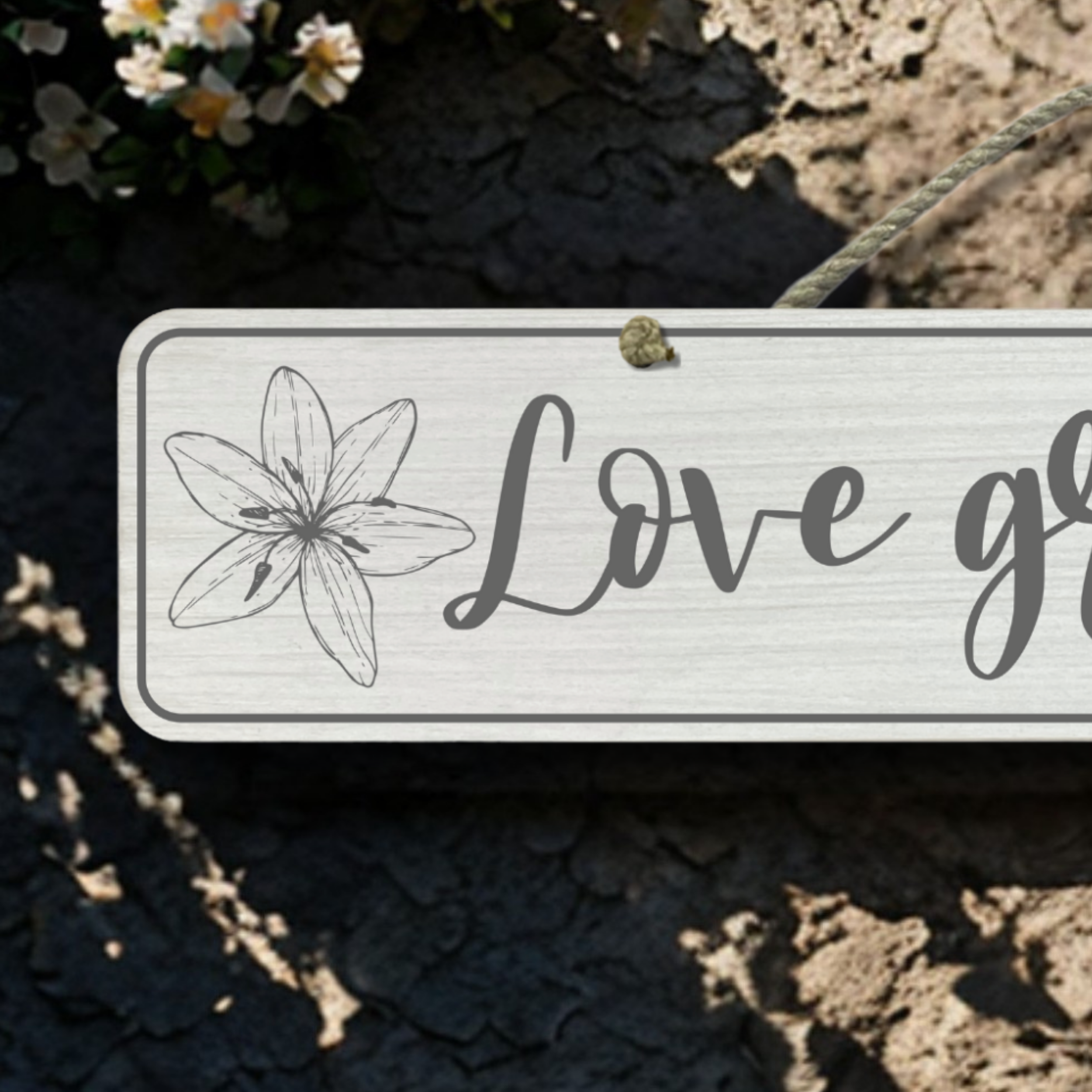 Love Grows Here - Wooden Outdoor Garden Sign