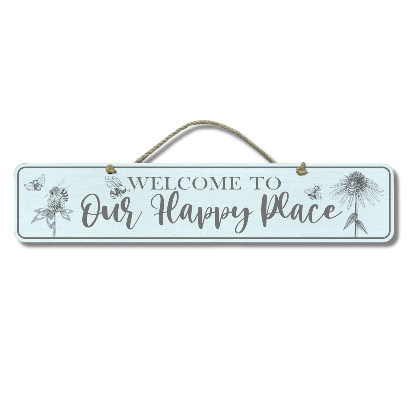 Our Happy Place - Wooden Outdoor Garden Sign