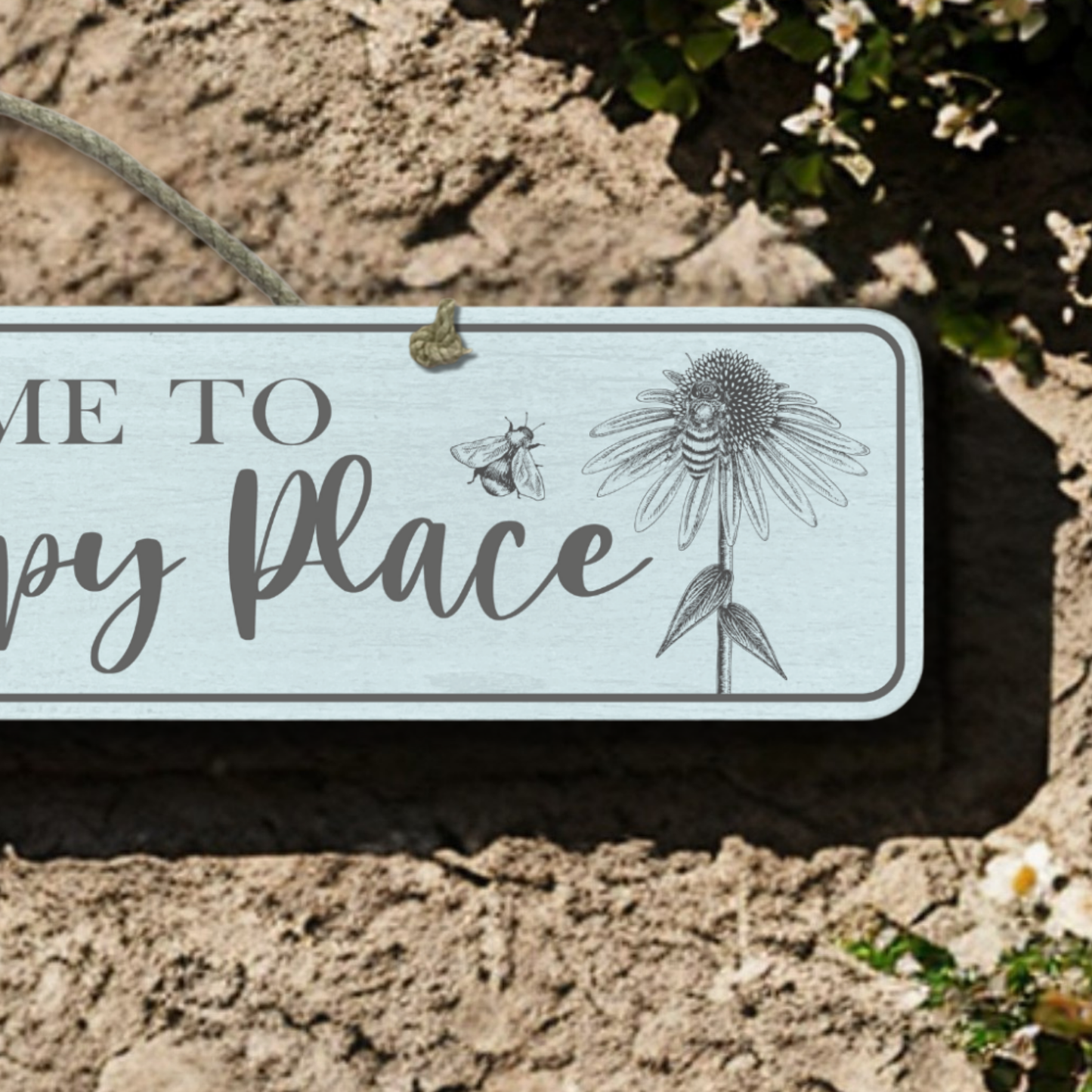 Our Happy Place - Wooden Outdoor Garden Sign
