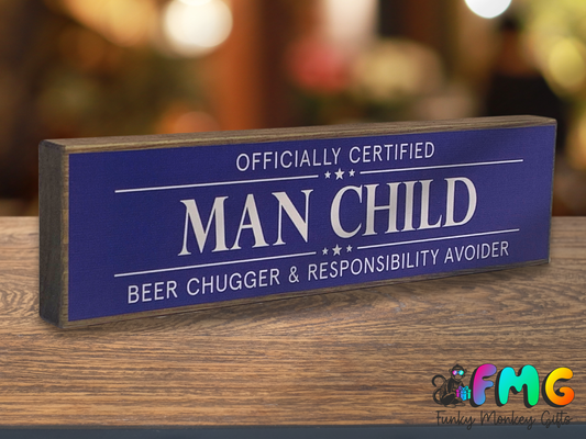 Man Child | Rustic Block Shelf Sitter