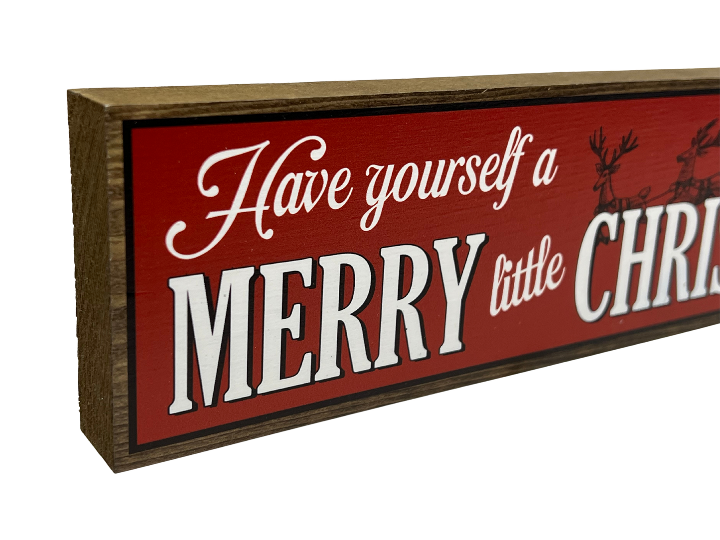 Merry Little Christmas | Rustic Christmas Shelf Sitter