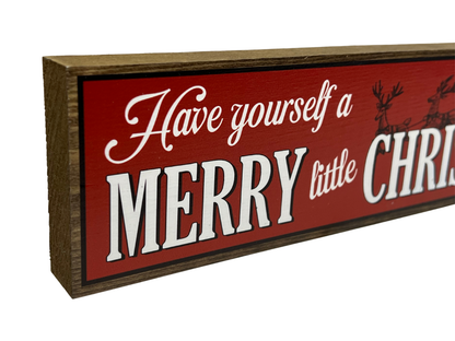 Merry Little Christmas | Rustic Christmas Shelf Sitter