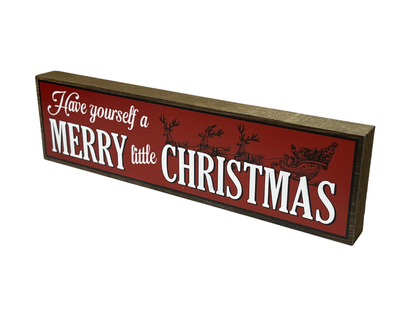 Merry Little Christmas | Rustic Christmas Shelf Sitter