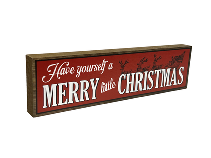 Merry Little Christmas | Rustic Christmas Shelf Sitter