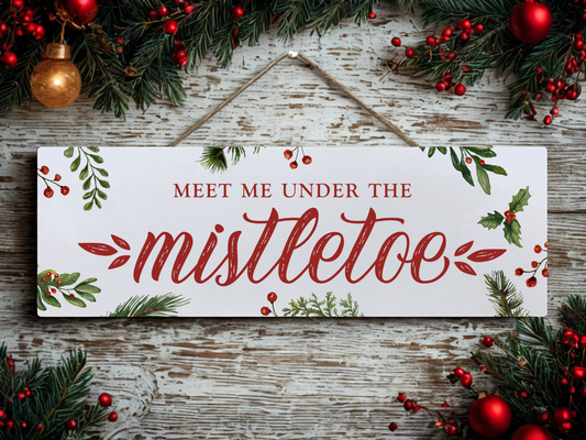 Meet Me Under The Mistletoe | Hanging Christmas Sign