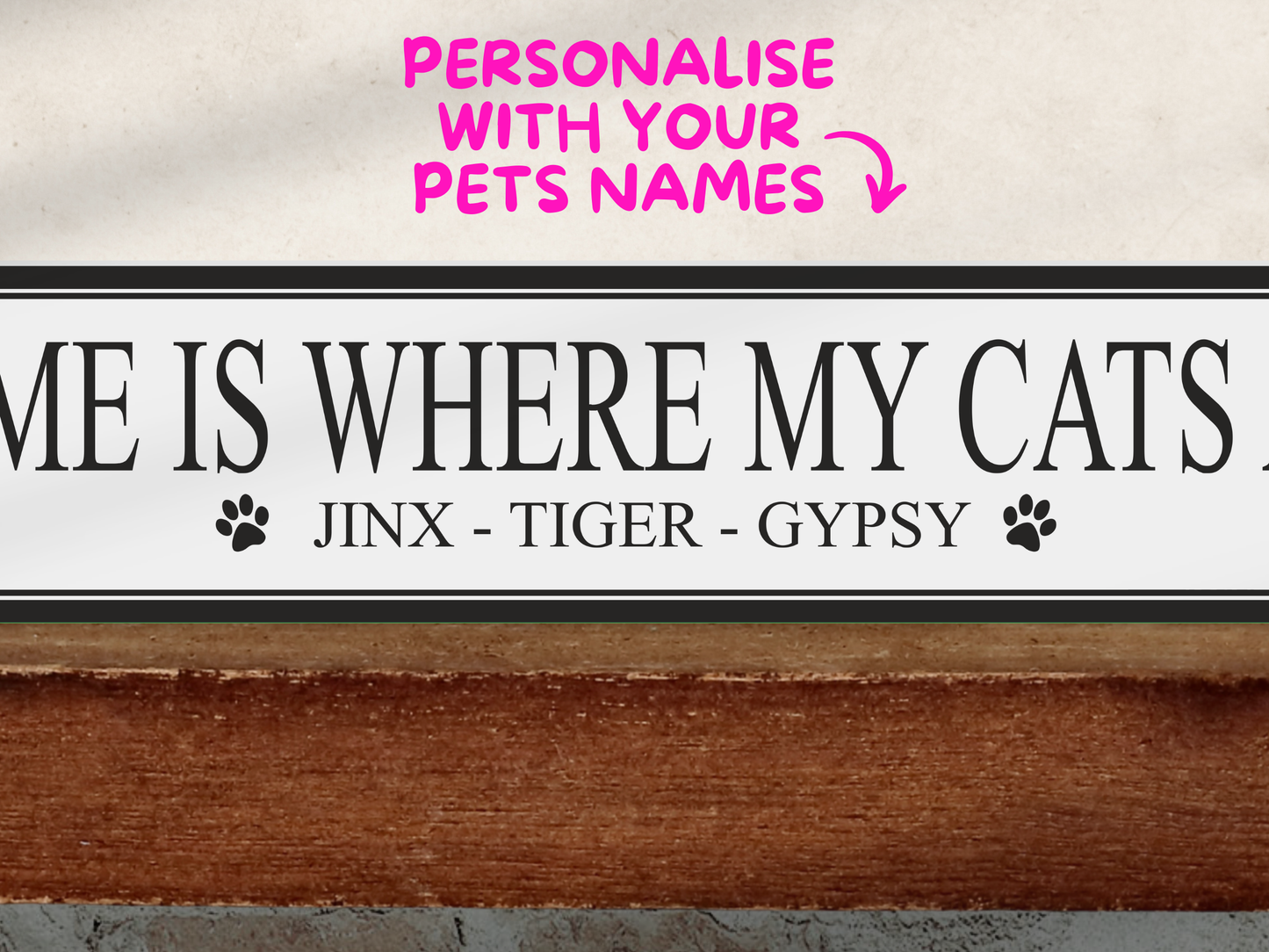 Personalised Cat Name | Wooden Sign (3 Colour Options)