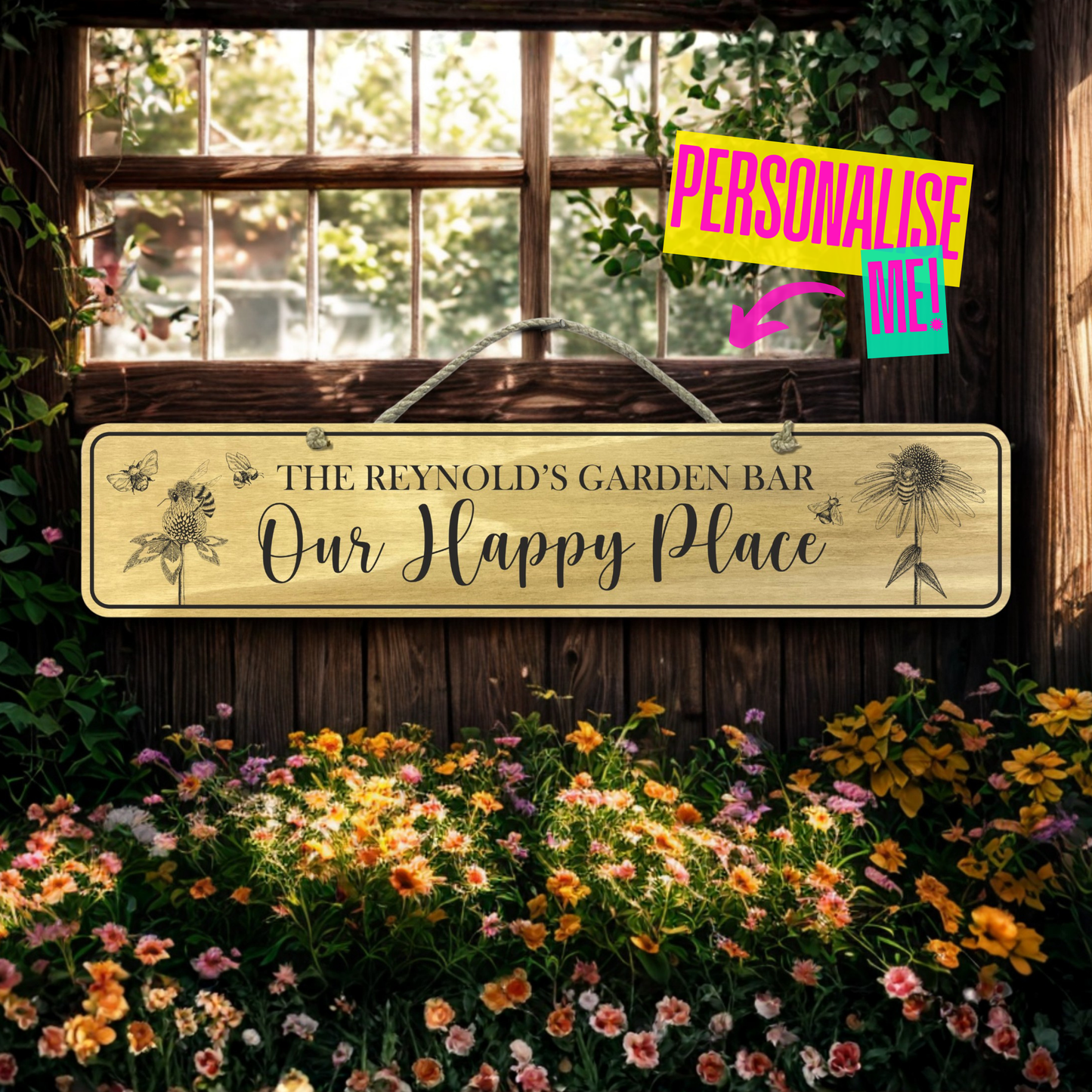 Personalised Outdoor Sign 'Our Happy Place'