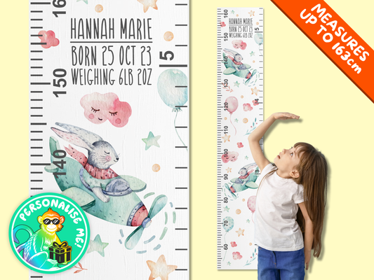Personalised Birth Info | Bunny Height Ruler