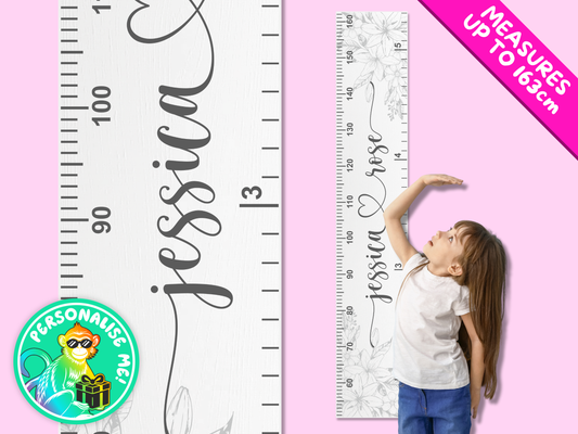 Personalised Name | Floral Height Ruler