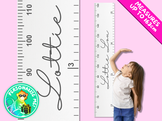 Personalised Script Name | White Height Ruler