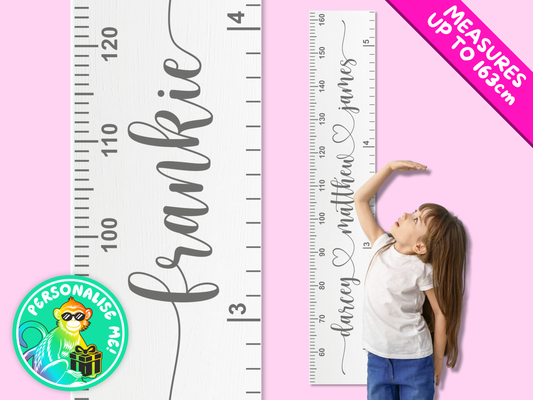 Personalised Mulitple Names | White Height Ruler