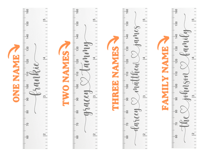 Personalised Mulitple Names | White Height Ruler