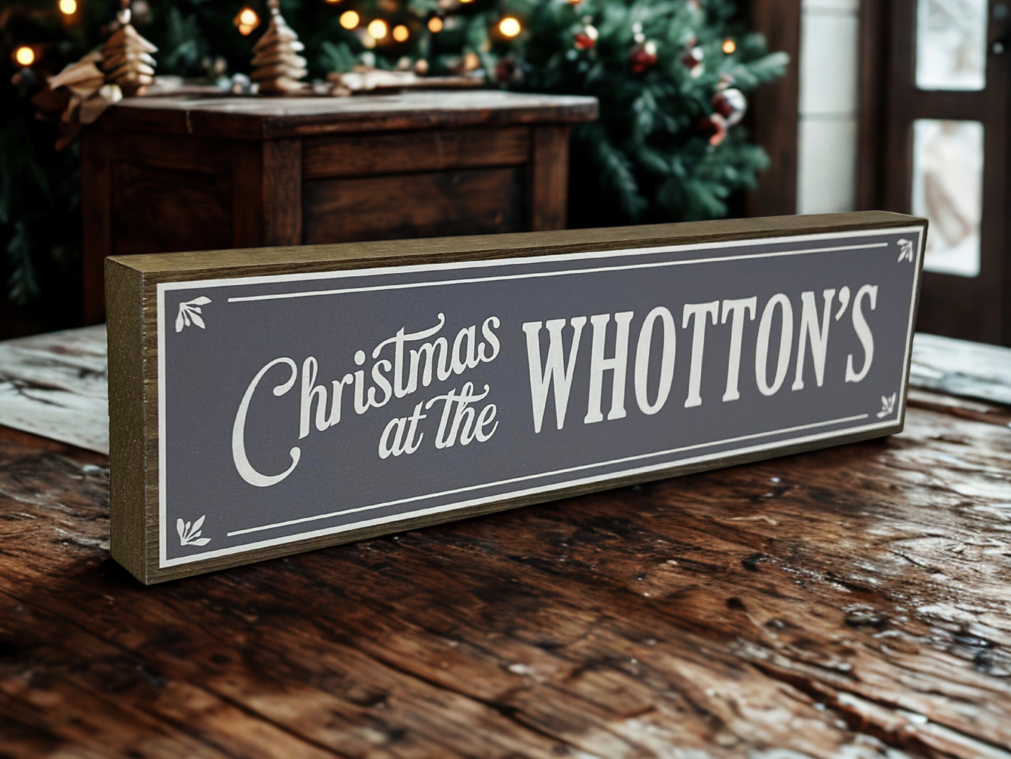 Personalised Family Christmas | Rustic Block Shelf Sitter