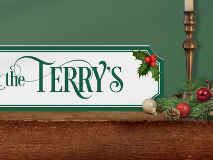Personalised Family Name  | Wooden Christmas Sign (2 Colour Options)