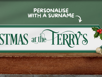 Personalised Family Name  | Wooden Christmas Sign (2 Colour Options)