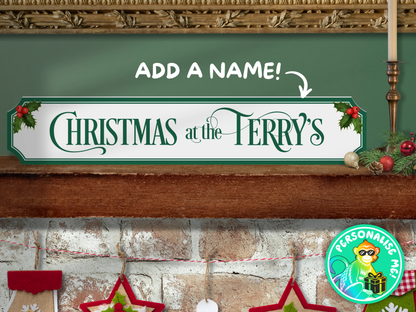Personalised Family Name  | Wooden Christmas Sign (2 Colour Options)