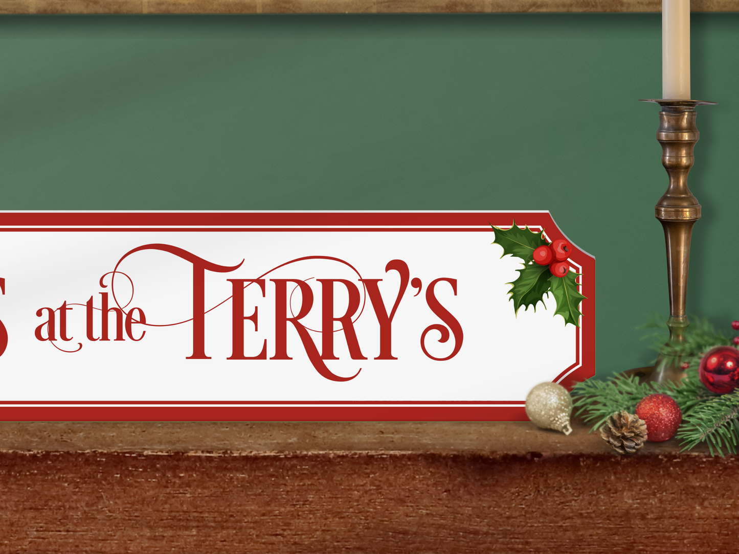 Personalised Family Name  | Wooden Christmas Sign (2 Colour Options)
