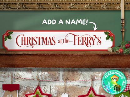 Personalised Family Name  | Wooden Christmas Sign (2 Colour Options)