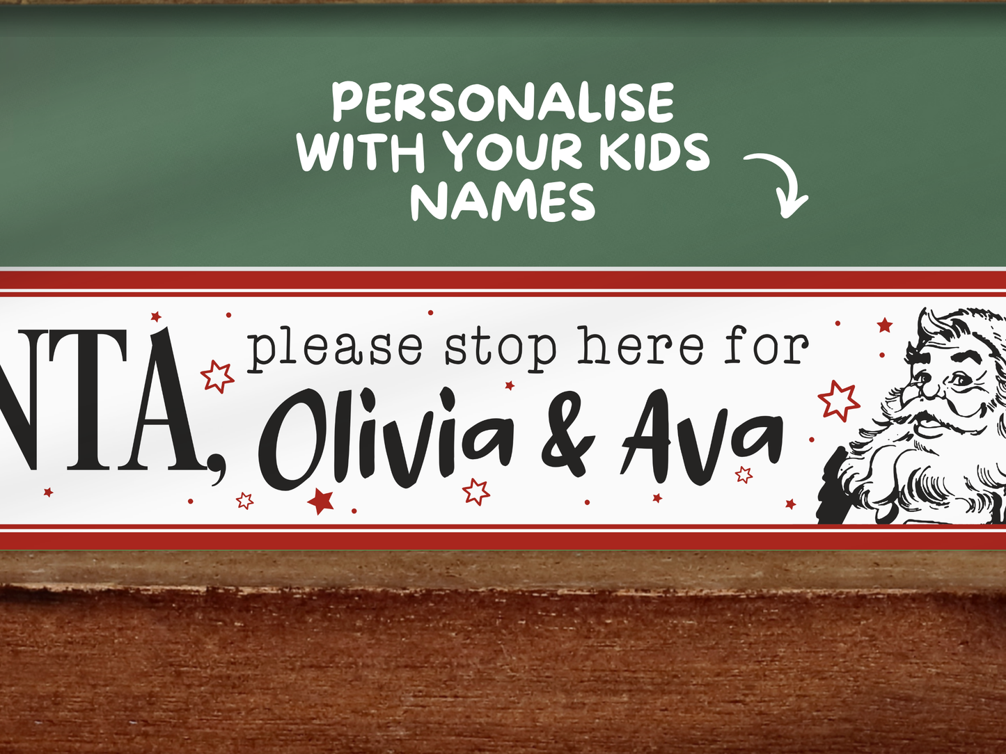 Personalised Santa Stop Here | Wooden Christmas Sign