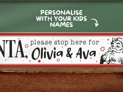 Personalised Santa Stop Here | Wooden Christmas Sign